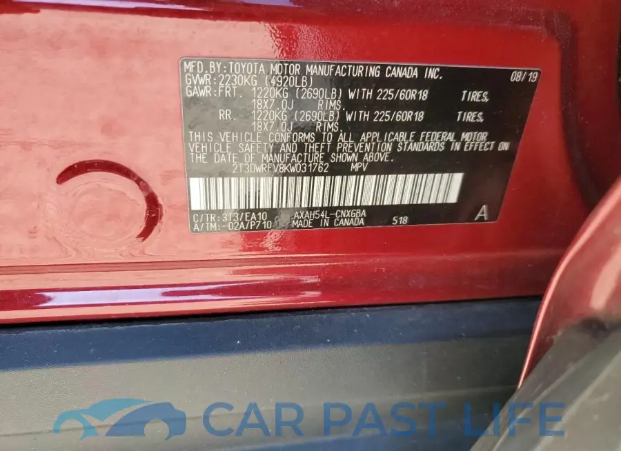 2T3DWRFV8KW031762# 12