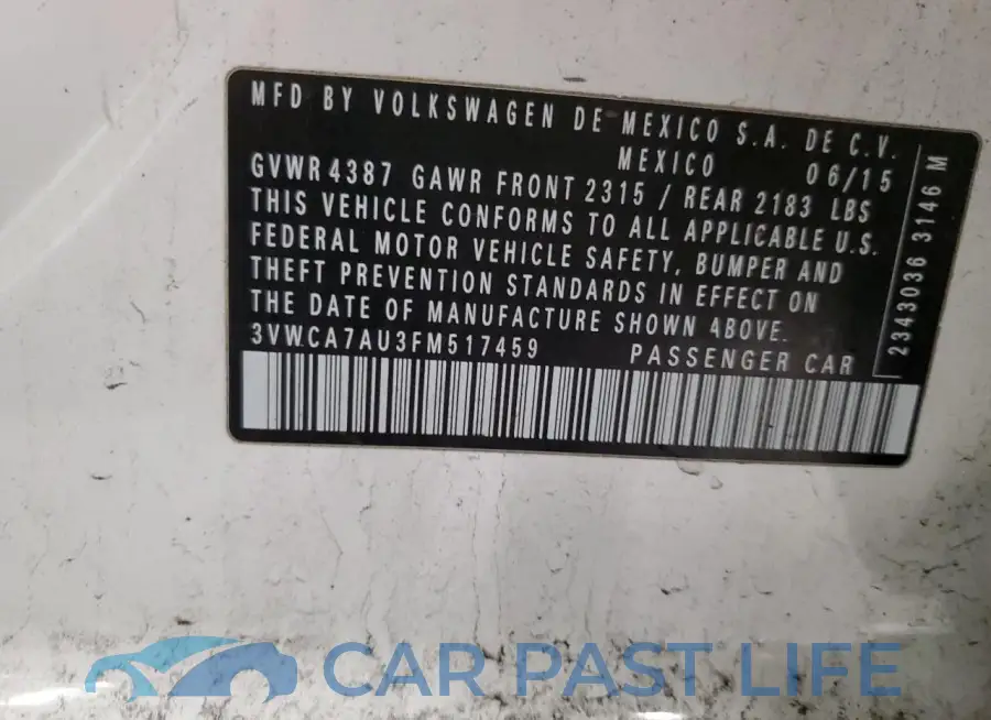 3VWCA7AU3FM517459# 12