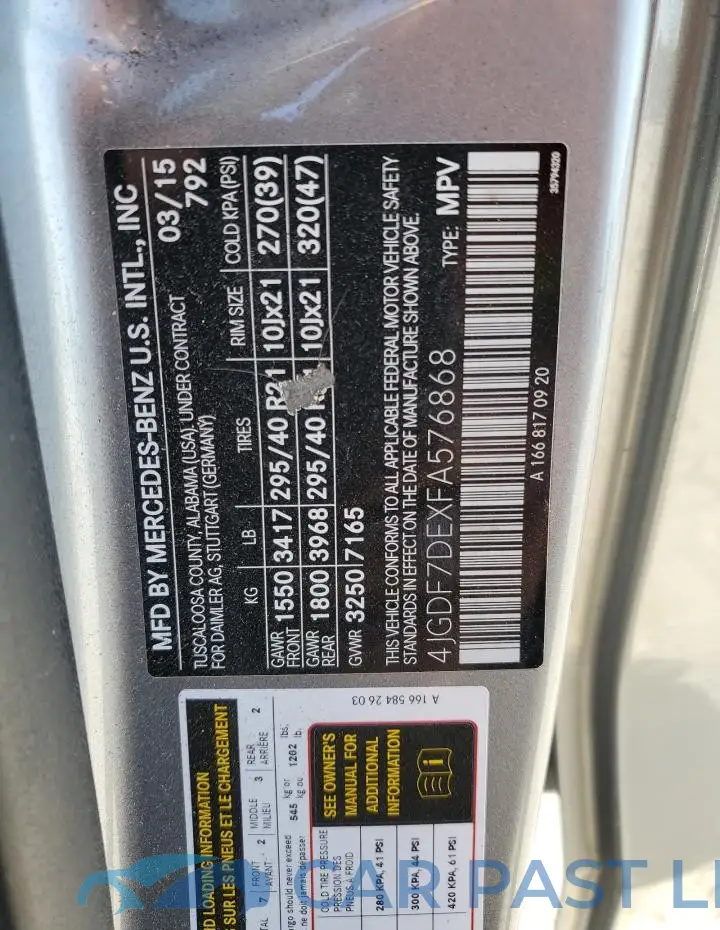4JGDF7DEXFA576868# 14