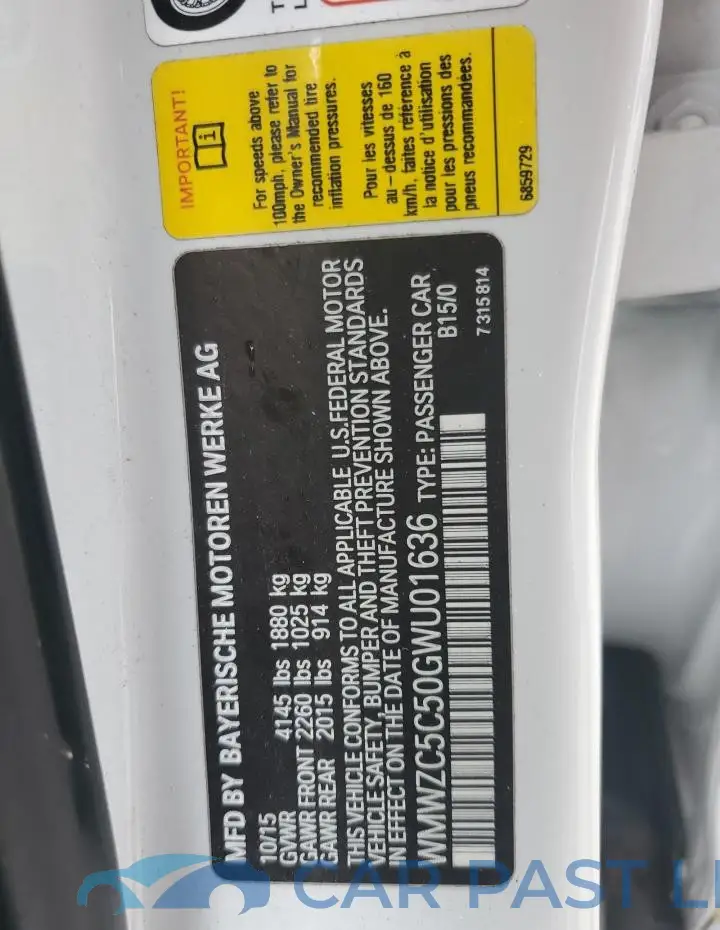 WMWZC5C50GWU01636# 13
