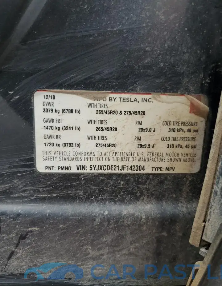 5YJXCDE21JF142304# 13