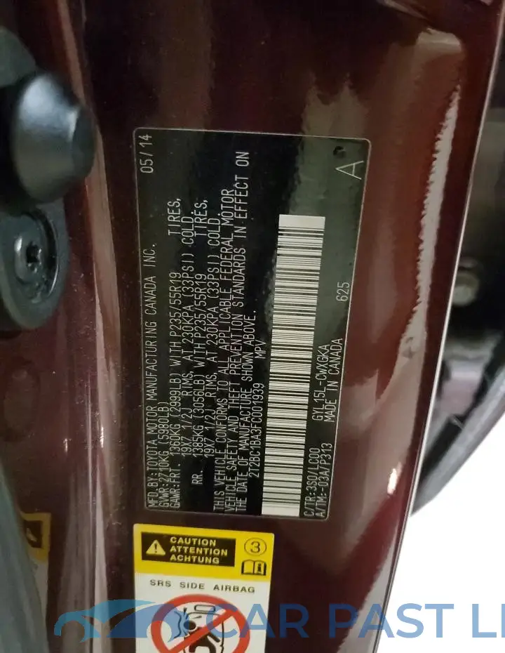2T2BC1BA3FC001939# 13