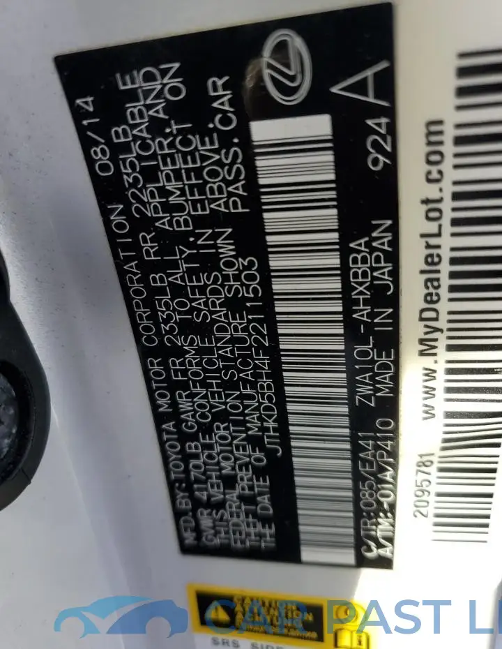 JTHKD5BH4F2211503# 12