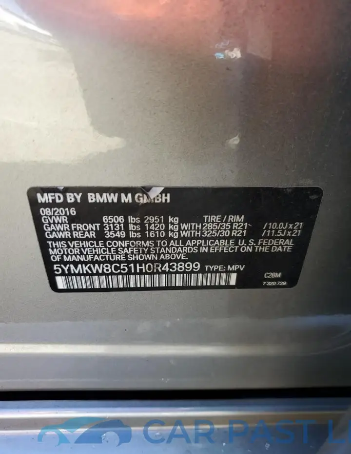 5YMKW8C51H0R43899# 14