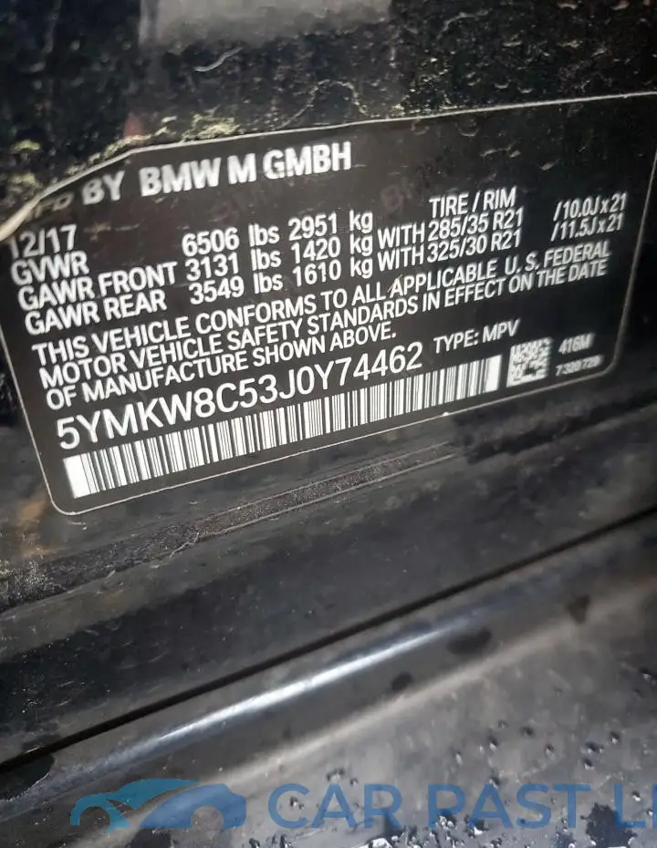 5YMKW8C53J0Y74462# 12