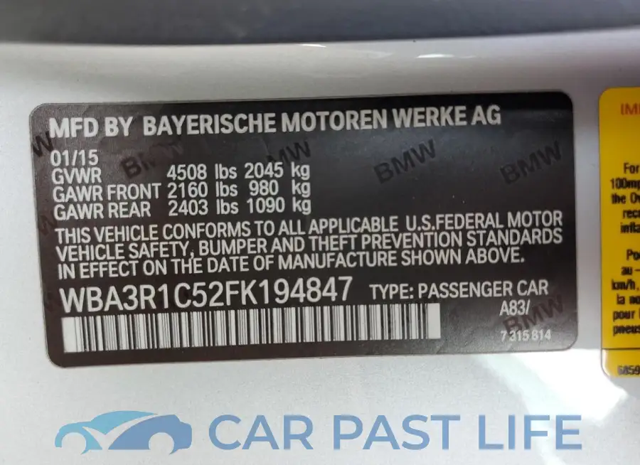 WBA3R1C52FK194847# 12