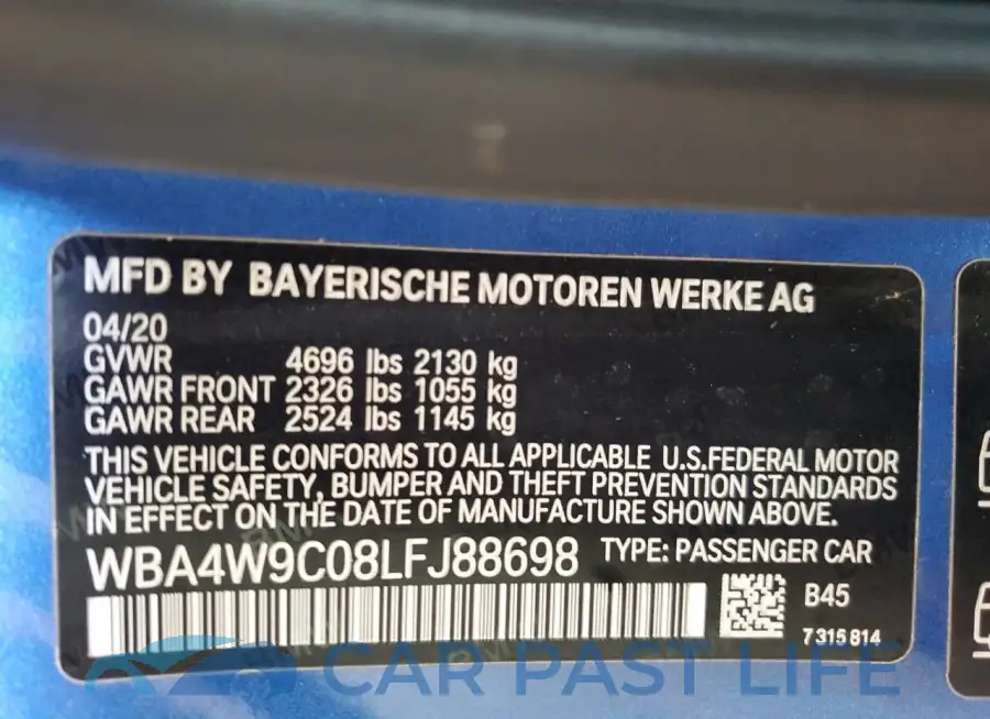 WBA4W9C08LFJ88698# 12