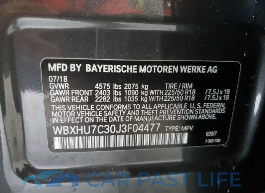 WBXHU7C30J3F04477# 13