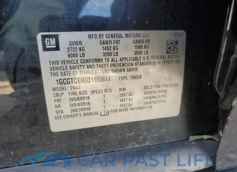 1GCGTCEN9J1165617# 12