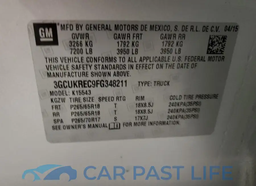 3GCUKREC9FG348211# 12