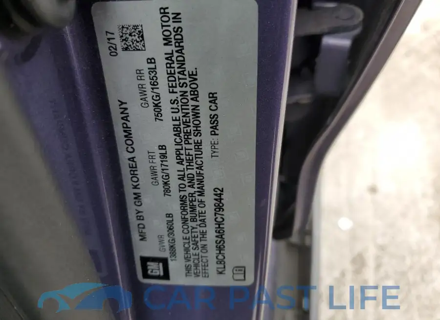 KL8CH6SA6HC798442# 12