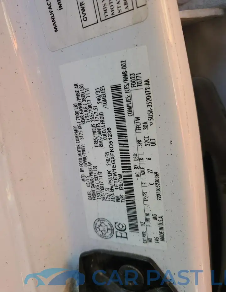 1FTEW1EGXFKD51236# 12