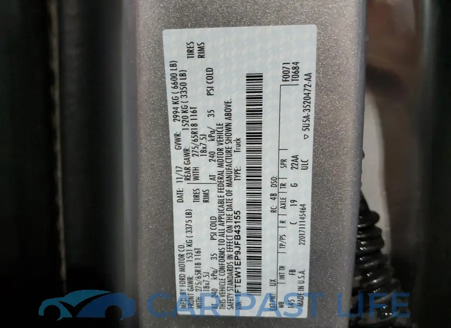 1FTEW1EP9JFB43155# 12