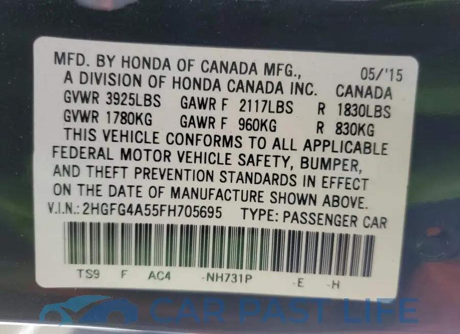 2HGFG4A55FH705695# 13