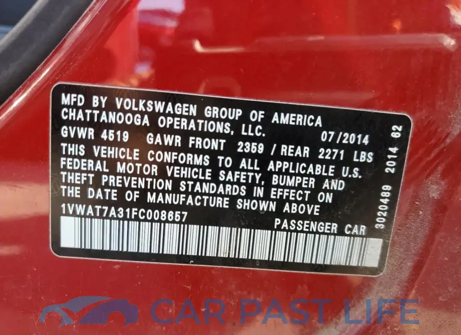 1VWAT7A31FC008657# 12