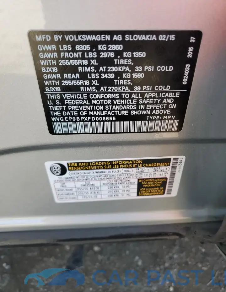 WVGEP9BPXFD005655# 13