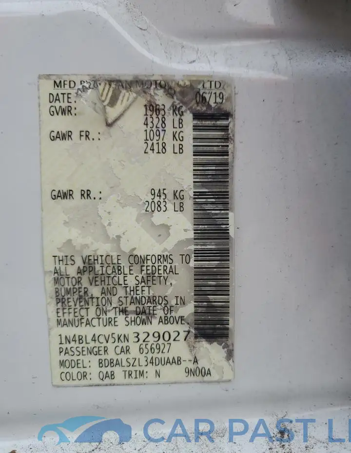 1N4BL4CV5KN329027# 12