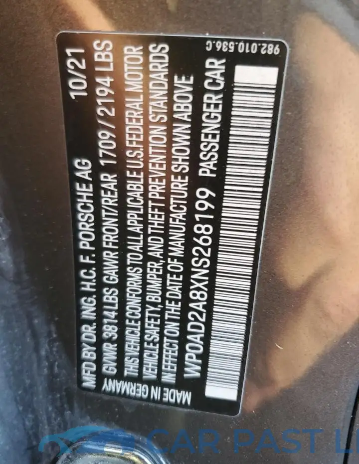 WP0AD2A8XNS268199# 12