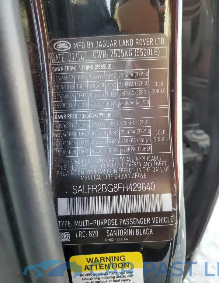 SALFR2BG8FH429640# 12