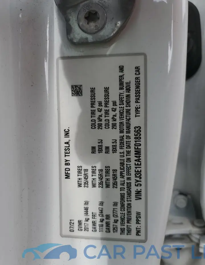 5YJ3E1EA4MF018563# 12