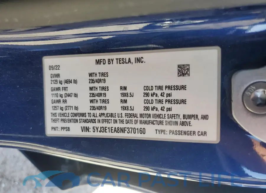 5YJ3E1EA8NF370160# 13