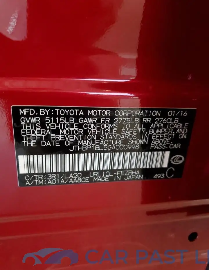 JTHBP1BL5GA000998# 13