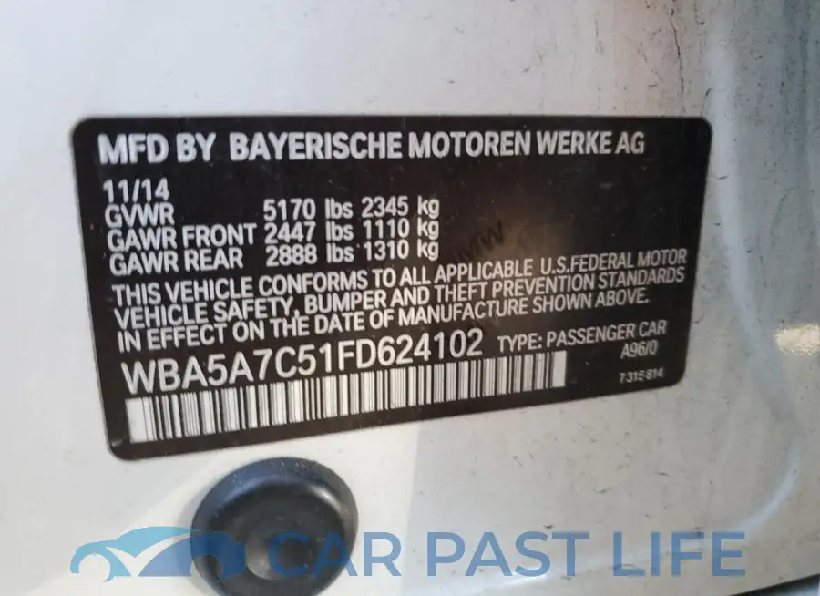 WBA5A7C51FD624102# 12