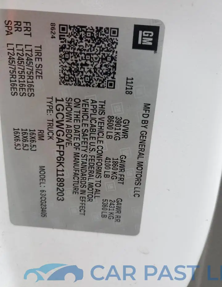 1GCWGAFP6K1189203# 13