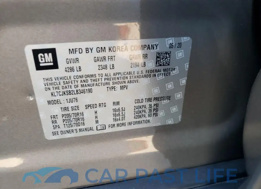 KL7CJKSB2LB346190# 13