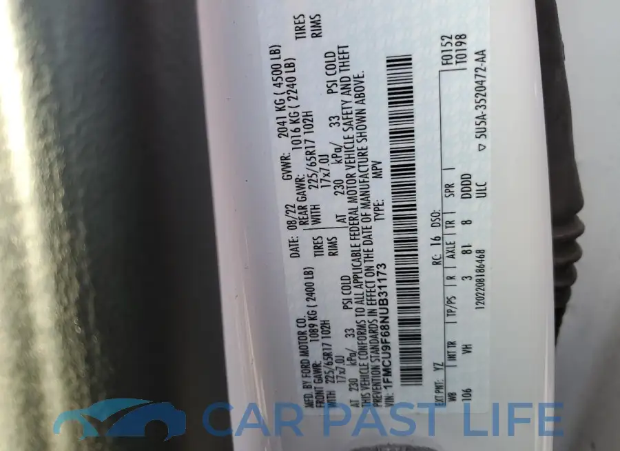1FMCU9F68NUB31173# 14