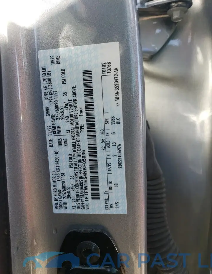 1FTFW1E54NKF05036# 12