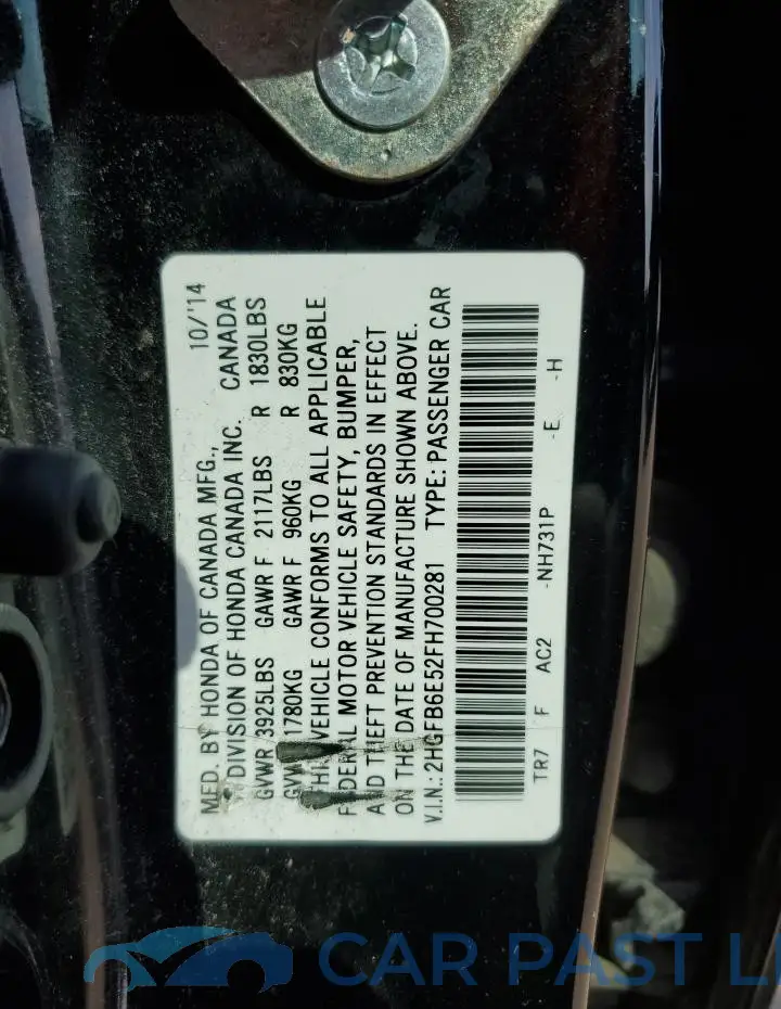 2HGFB6E52FH700281# 12
