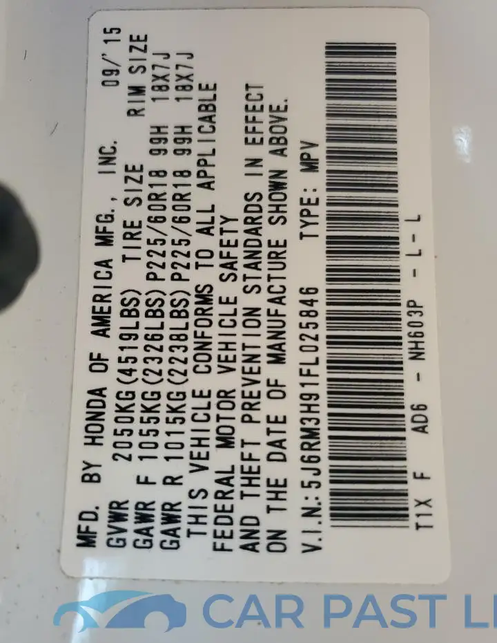 5J6RM3H91FL025846# 13