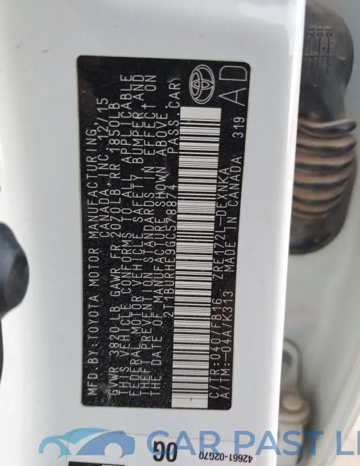 2T1BURHE9GC578874# 12