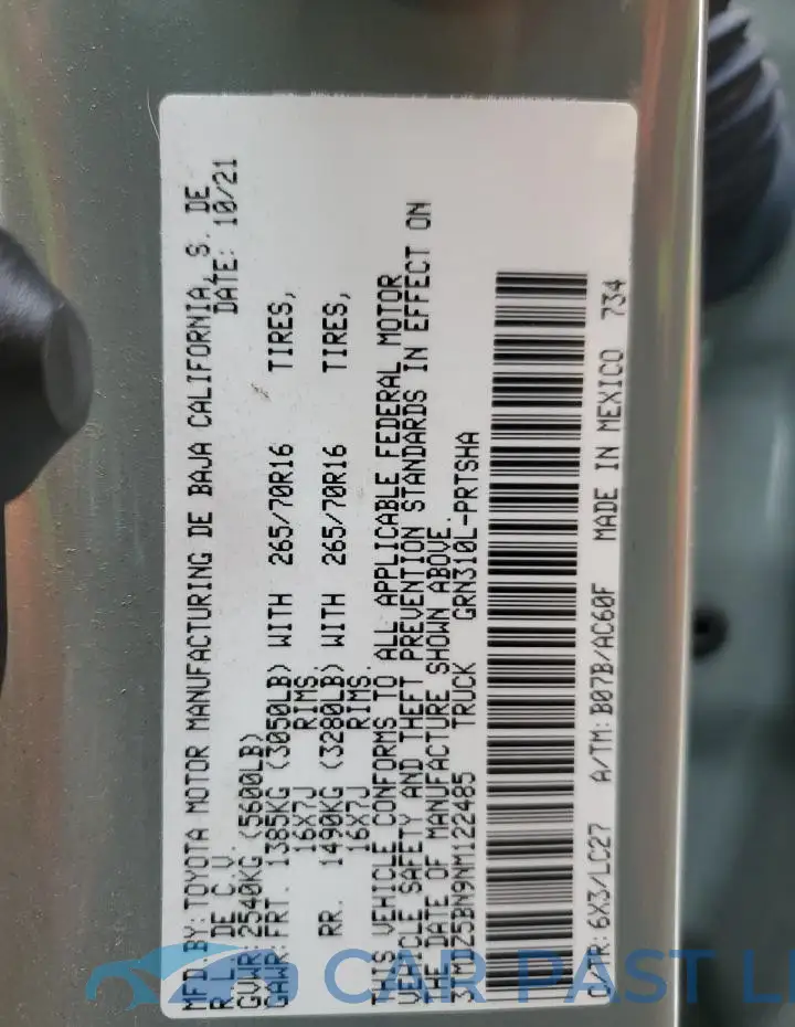 3TMDZ5BN9NM122485# 13