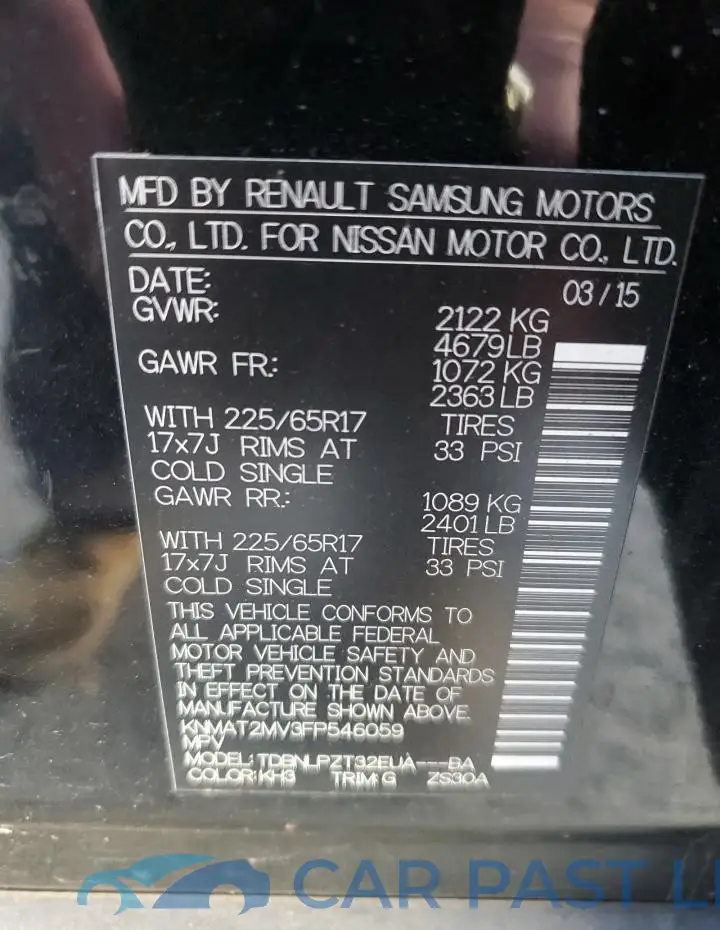 KNMAT2MV3FP546059# 13
