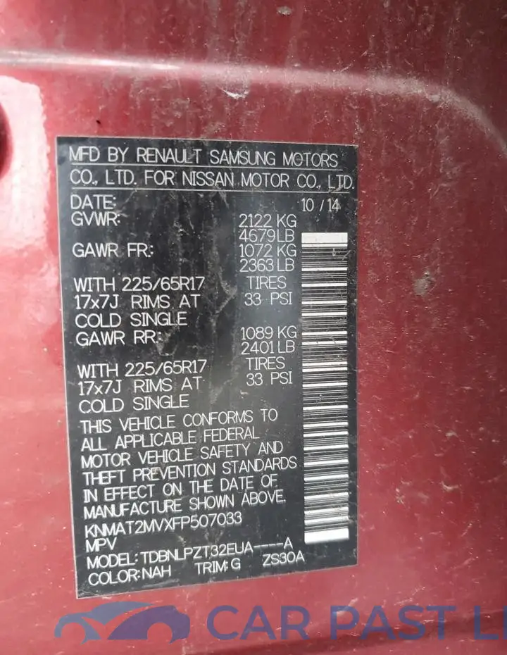 KNMAT2MVXFP507033# 12