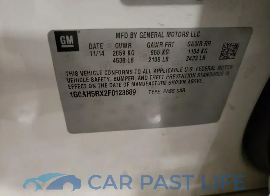 1G6AH5RX2F0123689# 12