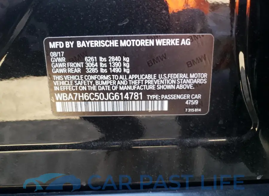 WBA7H6C50JG614781# 12