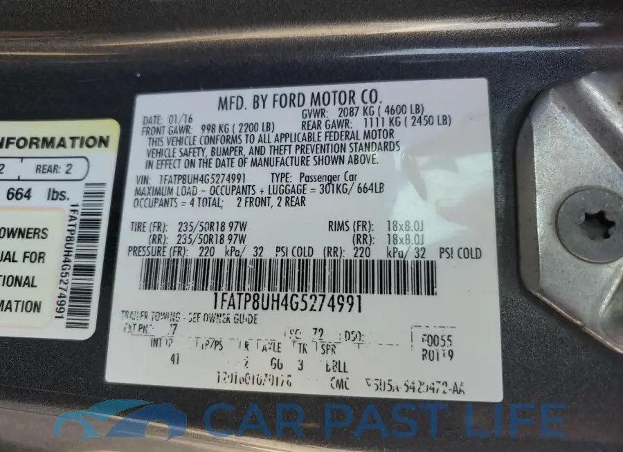 1FATP8UH4G5274991# 12