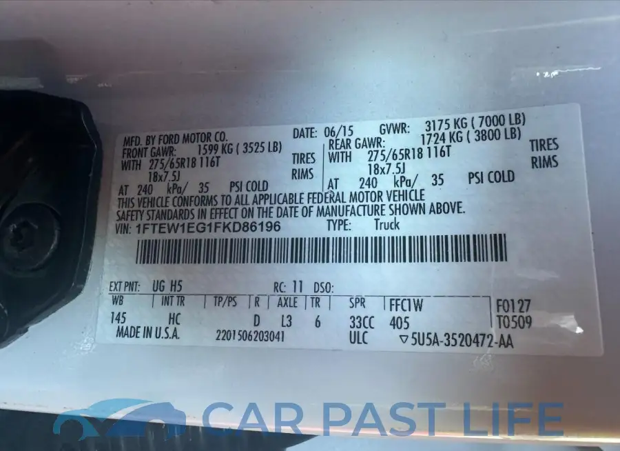 1FTEW1EG1FKD86196# 12