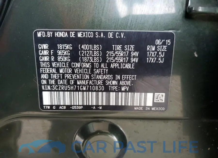3CZRU5H71GM710830# 12