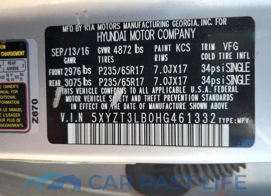 5XYZT3LB0HG461332# 13