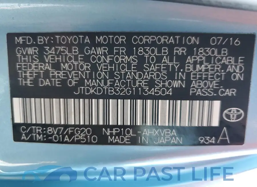 JTDKDTB32G1134504# 13