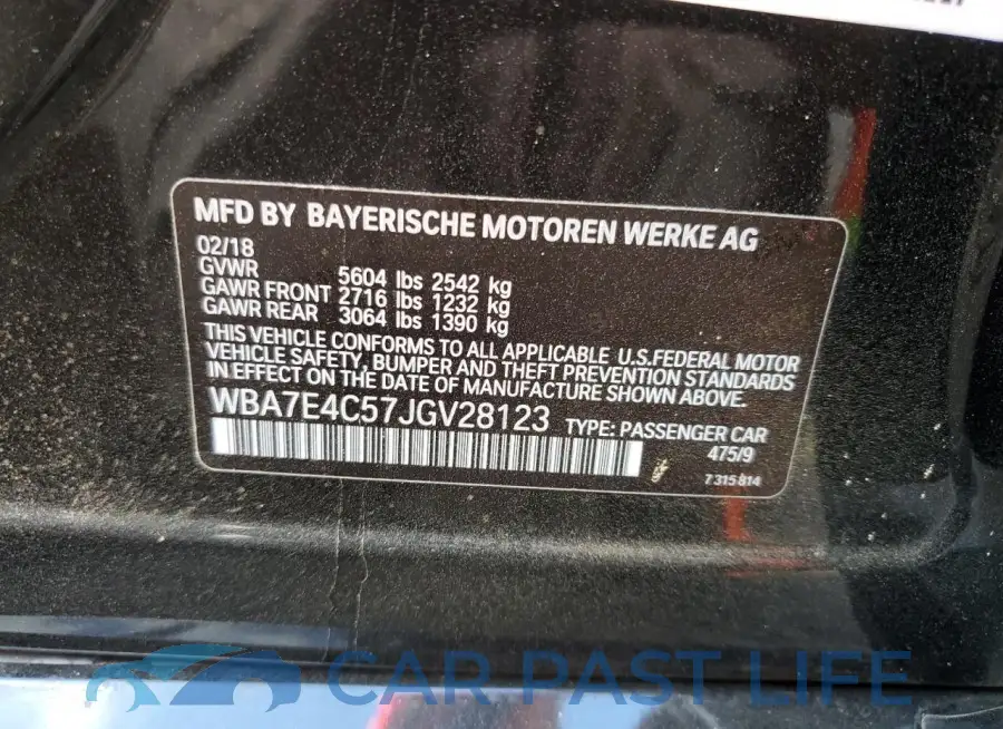 WBA7E4C57JGV28123# 12