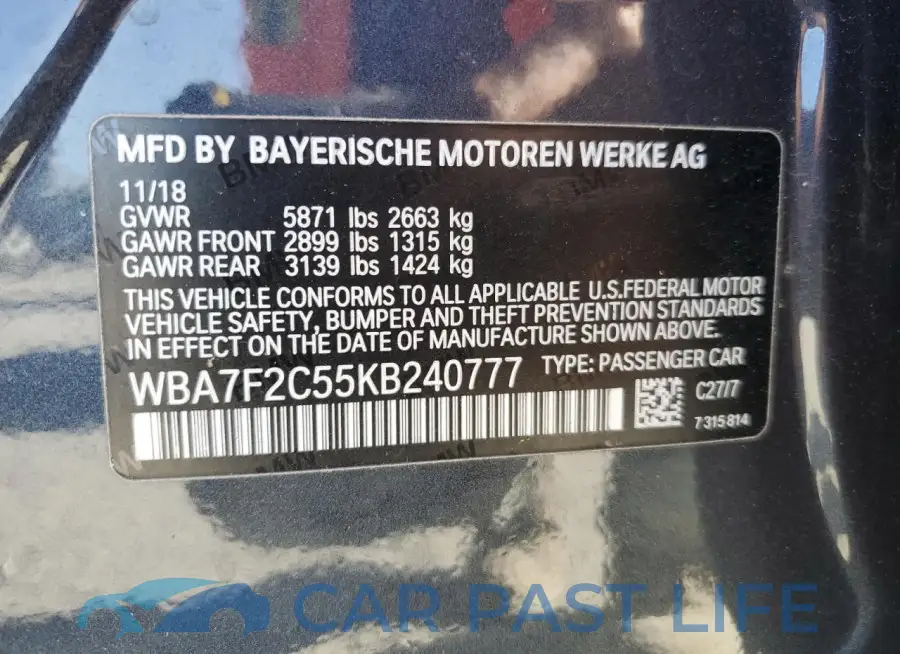 WBA7F2C55KB240777# 12