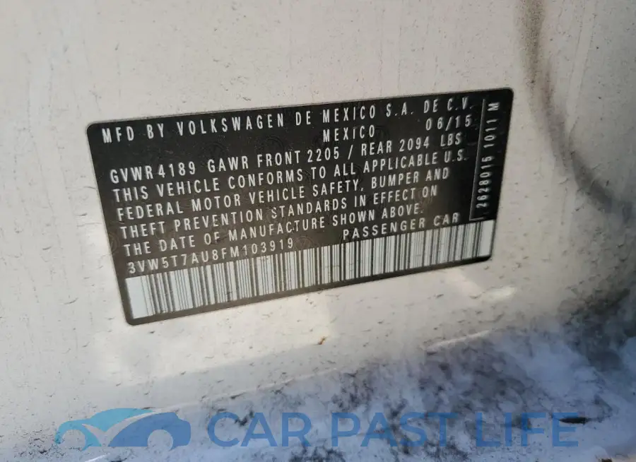 3VW5T7AU8FM103919# 12