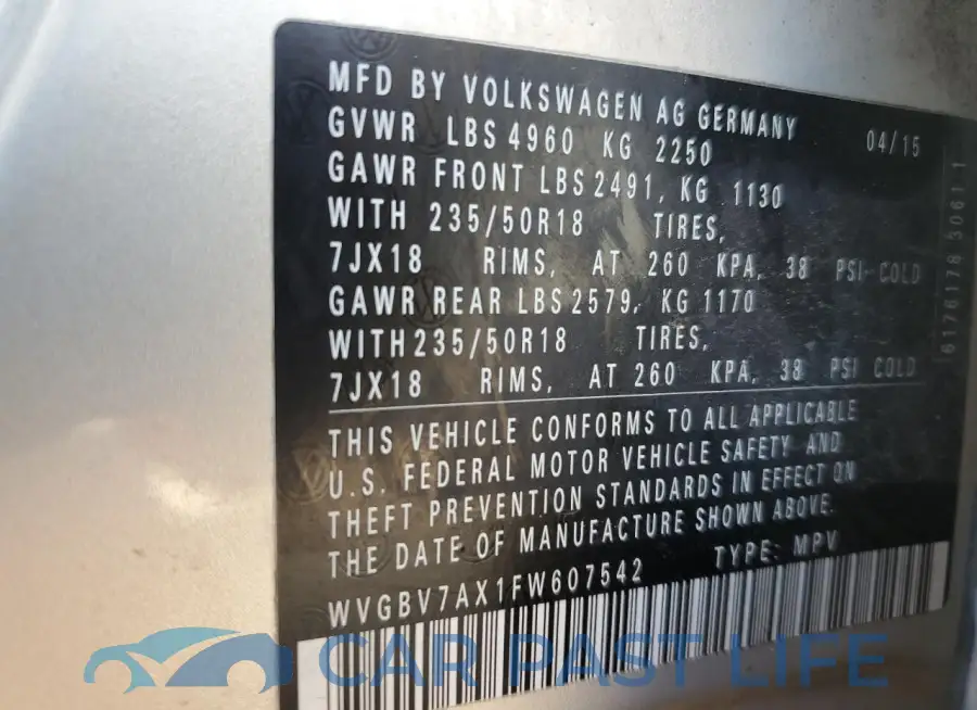 WVGBV7AX1FW607542# 13