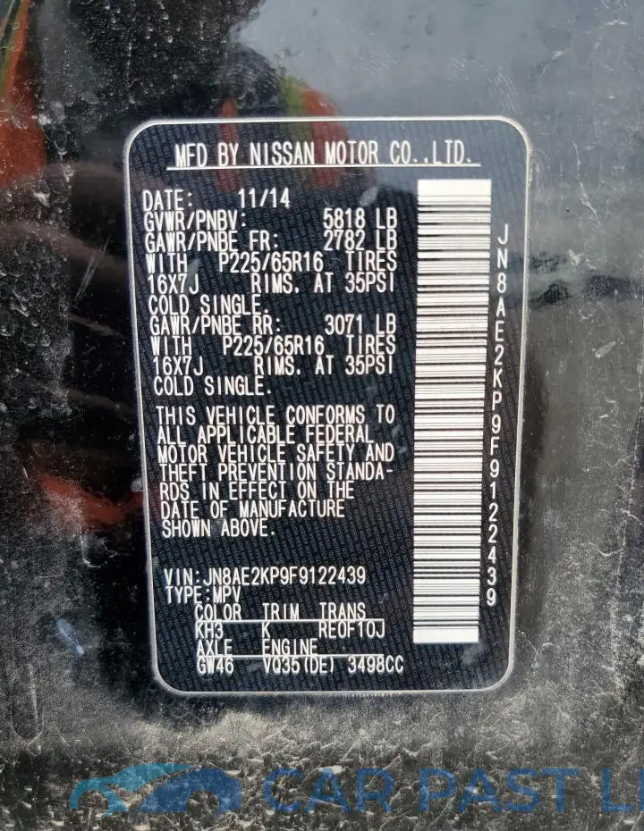 JN8AE2KP9F9122439# 13