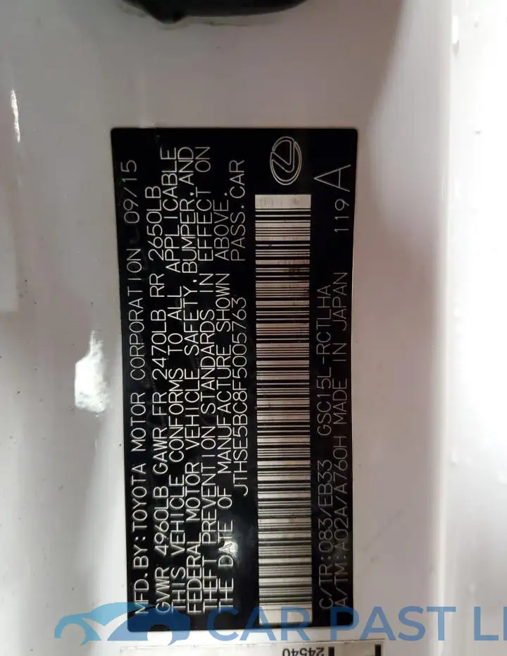 JTHSE5BC8F5005763# 13